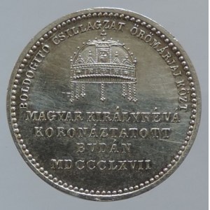 FJI 1848-1916, Alžběta Bavorská, AR korunovační žeton na uherskou královnu 1867A, 20mm/3,281g