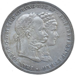 2 zlatník 1879 stříbrná svatba, var.: tečka za ELISABETHA.