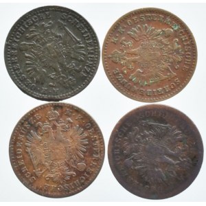 1 krejcar 1859 A, E (R, 3/3), 1861 A, 1881, 4 ks