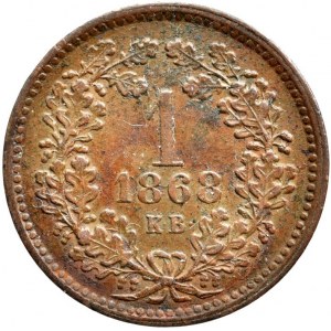 1 krejcar 1868 KB, patina