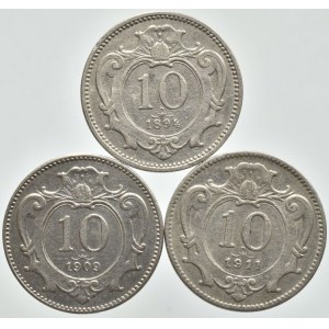 10 hal. 1894, 1909, 1911, b.z., 3 ks