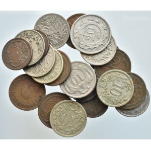 drobné mince korunové měny, různé stavy, 23 ks