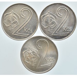 2 Kč 1973, 1991 obě mincovny, 3 ks
