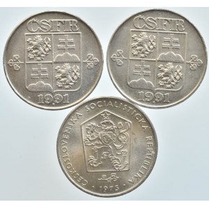 2 Kč 1973, 1991 obě mincovny, 3 ks