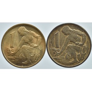 1 Kč 1957, 1976, patina, 2 ks