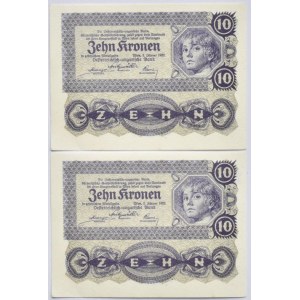 Rakousko-Uhersko, 10 K 1922, série 1035, čísla 177207, 177208, 2 ks