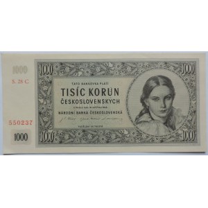 ČSR, 1000 Kč 16.5.1945, série S.28C 550237, Bajer 78c), perf.