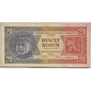 ČSR, 20 Kč 1926, série Uf 813383, B.21b, neperf