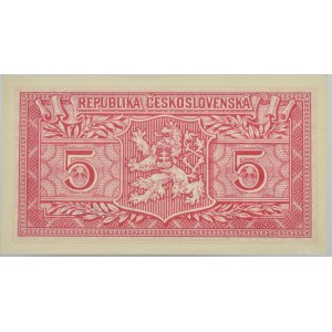 ČSR, 5 Kč 1949, série A 84 410863, B.82b, neperf.