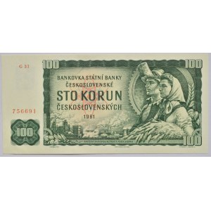 ČSR, 100 Kč 1961, série G31 756691, B.98e1, neperf.