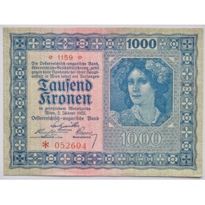 Rakousko, 1000 kronen 1922, série 1159