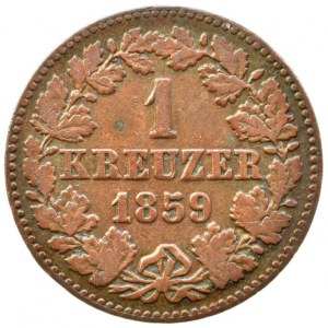 Nassau - vévodství, Adolf 1839 - 1866, 1 krejcar 1859, AKS 72
