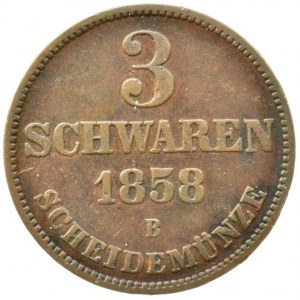 Oldenburg, Fridrich Peter 1853-1900, 3 schwaren 1858 B, AKS 32, patina