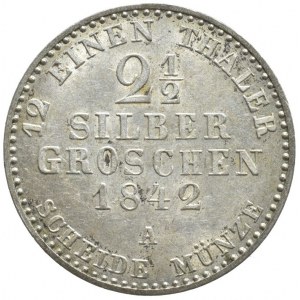 Prusko, Friedrich Wilhelm IV. 1840 - 1861, 2.5 Groš 1842 A, Berlín, KM.444, 1 groš 1846 A, 2 ks