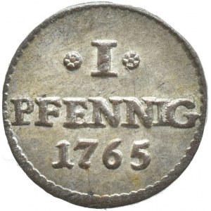 Sasko, Friedrich August III. 1763-1827, 1 pfennig 1765 C, sbírkový