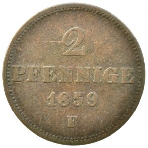 Sasko, Johann 1854-1873, 2 pfennig 1859 F, AKS 152