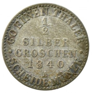 Sasko, Weimar, Carl Friedrich 1828-1853, 1/2 silbergroschen 1840 A, AKS 25