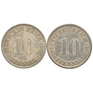 10 pfennig 1905 D, J, 2 ks