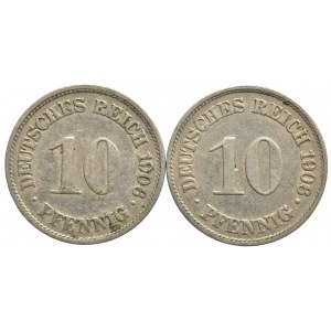 10 pfennig 1906 A, F, 2 ks