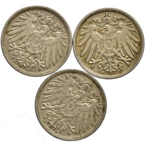 10 pfennig 1908 A, D, F, 3 ks