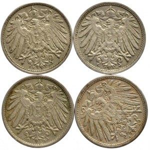 10 pfennig 1912 A, D, F, G, 4 ks