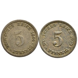 5 pfennig 1894 D, 1900, D, 2 ks