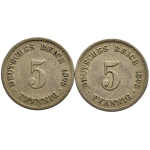 5 pfennig 1898 E, F, 2 ks