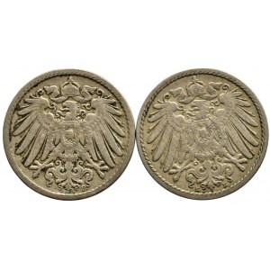 5 pfennig 1898 E, F, 2 ks