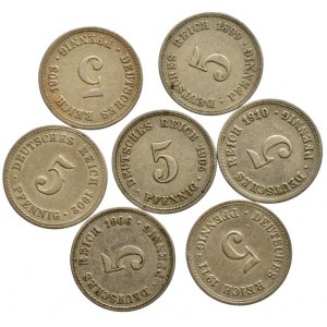 5 pfennig 1899, 1902, 1903, 1905, 1906, 1910, 1911, 7 ks