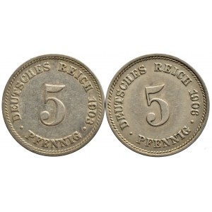 5 pfennig 1903 D, 1906 E, 2 ks
