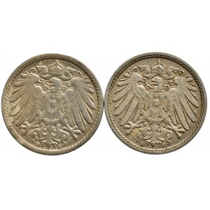 5 pfennig 1903 D, 1906 E, 2 ks