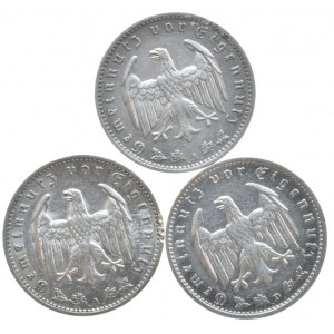 NĚMECKO III. ŘÍŠE, 1 Marka 1934 A, 1934 D, 1935 A, 3 ks