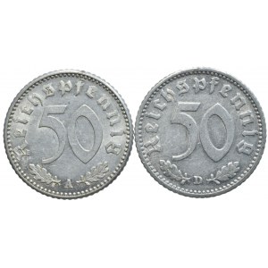 NĚMECKO III. ŘÍŠE, 50 pfennig 1940 D, 1941 A, 2 ks