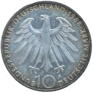 Spolková republika Německo, 10 Marka 1988 F - Carl Zeiss, patina
