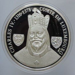 1 ECU 1993, Lucembursko, poprsí Karla IV, 20g, Ag 999, kapsle