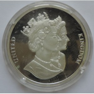 1 ECU 1993, Velká Británie, dvojportrét královny/sedící Britannia, 20g, Ag 999, kapsle