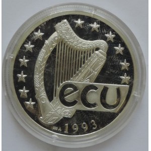 1 ECU 1993, Irsko, jelen s laní/harfa, 20g, Ag 999, kapsle