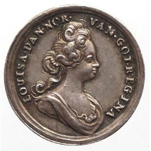 Dánsko, Frederik IV., AR medaile 16mm/1,657g portrét Frederika a Louisy