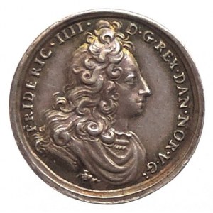 Dánsko, Frederik IV., AR medaile 16mm/1,657g portrét Frederika a Louisy