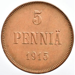 Finsko pod Ruskem, Mikuláš II. 1894 - 1917, 5 pennia 1915, KM# 15