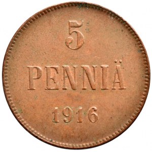 Finsko pod Ruskem, Mikuláš II. 1894 - 1917, 5 pennia 1916, KM# 15