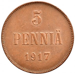 Finsko pod Ruskem, Mikuláš II. 1894 - 1917, 5 pennia 1917, KM# 15