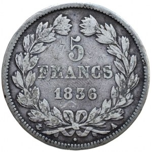 Francie, Ludvík Filip I. 1830-1848, 5 Frank 1836 A Paříž
