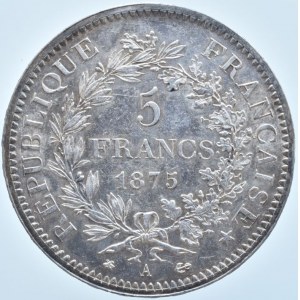 Francie, III.republika, 1871 - 1940, 5 Frank 1875 A, Paříž, KM.820.1, dr.hr., patina