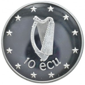 Irsko, republika 1921 -, 10 Ecu 1990, Červený jelen Ag 37,50 mm 28,00 g