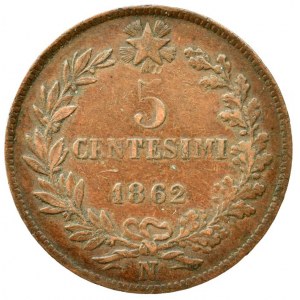 Itálie, Viktor Emanuel II. 1861-1878, 5 centisimi 1862 N