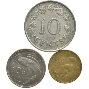 Malta, 10 cent 1972, 1986, 1 cent 1986, 3ks