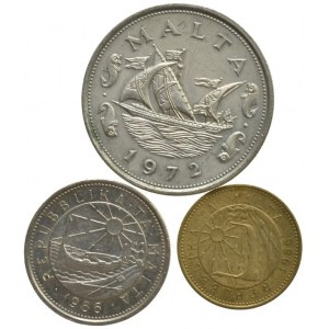 Malta, 10 cent 1972, 1986, 1 cent 1986, 3ks