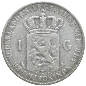 Nizozemí, Willem III., 1849 - 1890, 1 Gulden 1865, KM.93 (Ag945), 9.81g