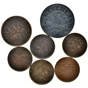 Nizozemí, Wilhelmina I. 1890-1948, 25 cents 1942, 2 1/2 cents 1916, 1 cent 1917, 20, 22, 29, 39, 7 ks